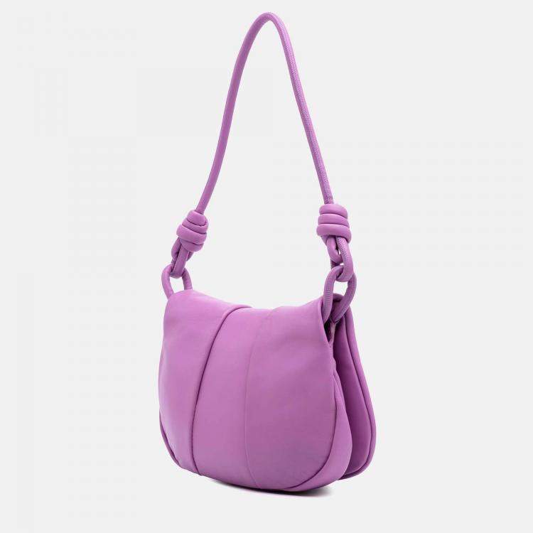 Pre Owned Loewe Purple Shiny Calfskin Paseo Satchel