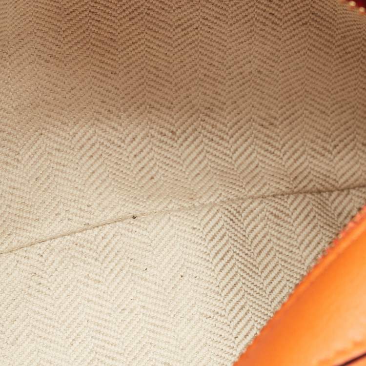 Pre Owned Loewe Orange Leather Mini Puzzle Edge Top Handle Bag