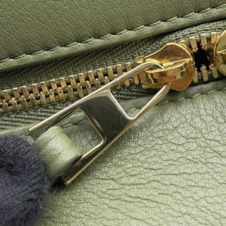 Pre Owned Loewe Amazona Green Canvas and Leather Shoulder Bag