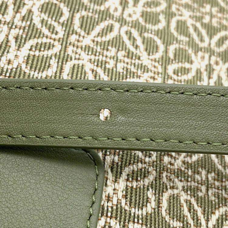 Pre Owned Loewe Amazona Green Canvas and Leather Shoulder Bag