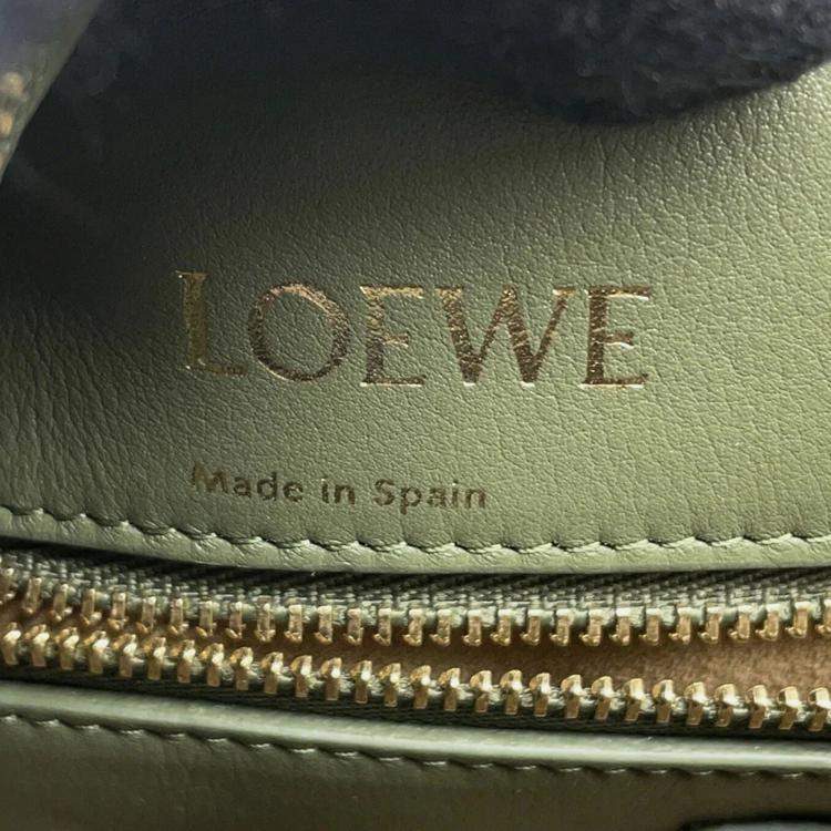 Pre Owned Loewe Amazona Green Canvas and Leather Shoulder Bag