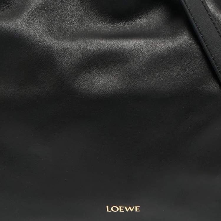 Pre Owned Loewe Black Leather Medium Flamenco Clutch Bag
