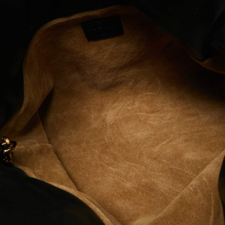 Pre Owned Loewe Black Leather Medium Flamenco Clutch Bag