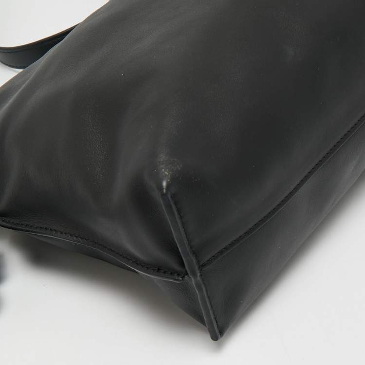 Pre Owned Loewe Black Leather Medium Flamenco Clutch Bag