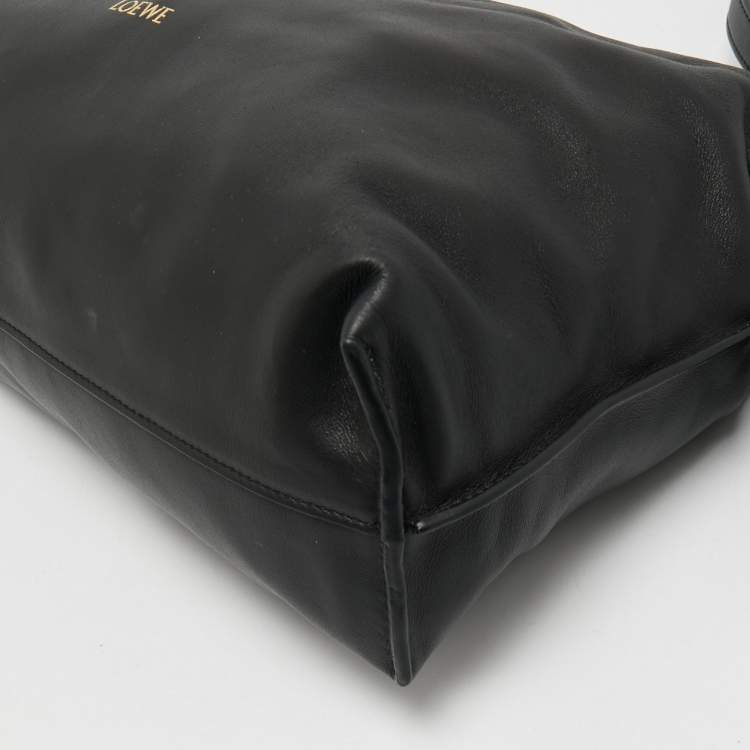 Pre Owned Loewe Black Leather Medium Flamenco Clutch Bag