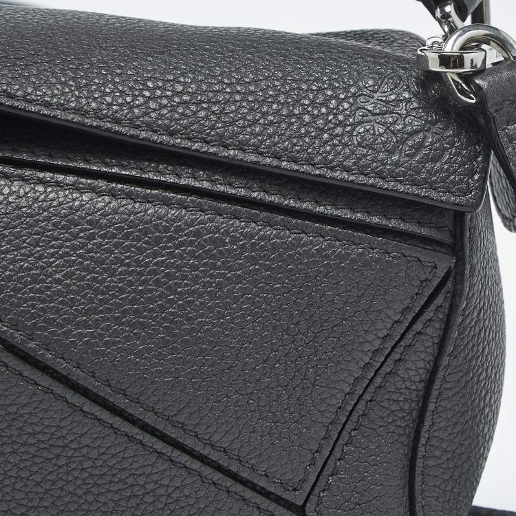 Pre Owned Loewe Grey Leather Mini Puzzle Shoulder Bag