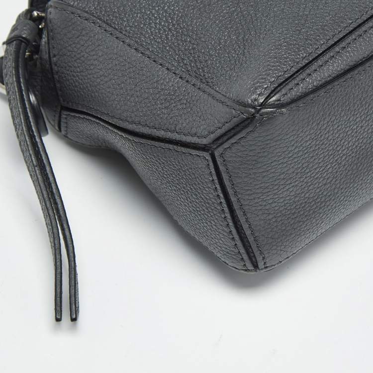 Pre Owned Loewe Grey Leather Mini Puzzle Shoulder Bag