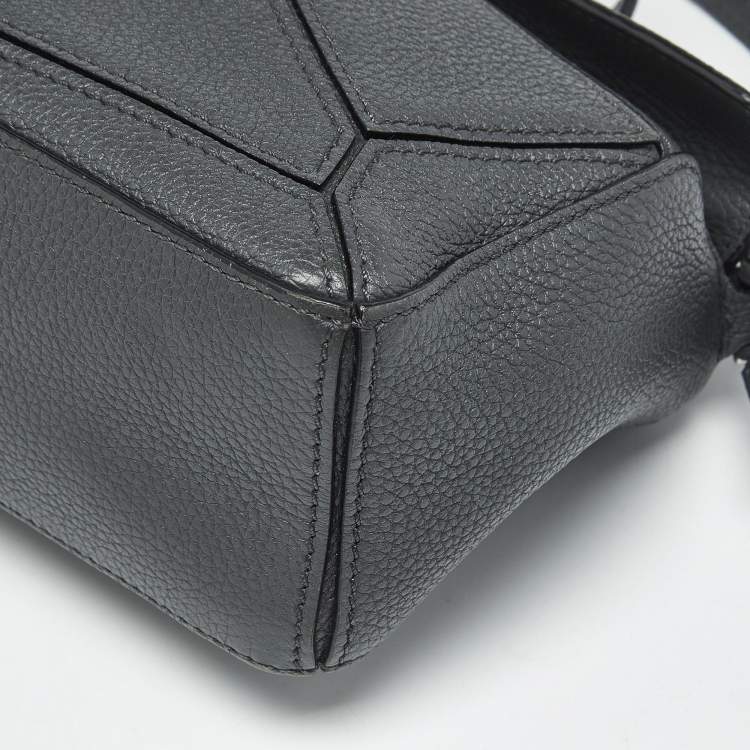 Pre Owned Loewe Grey Leather Mini Puzzle Shoulder Bag