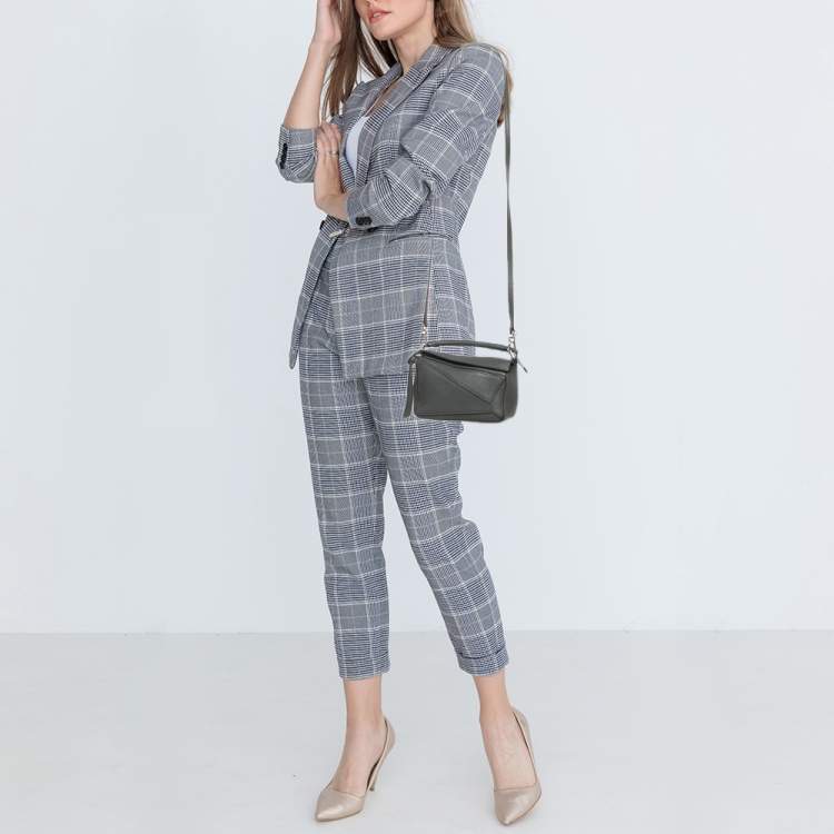 Pre Owned Loewe Grey Leather Mini Puzzle Shoulder Bag