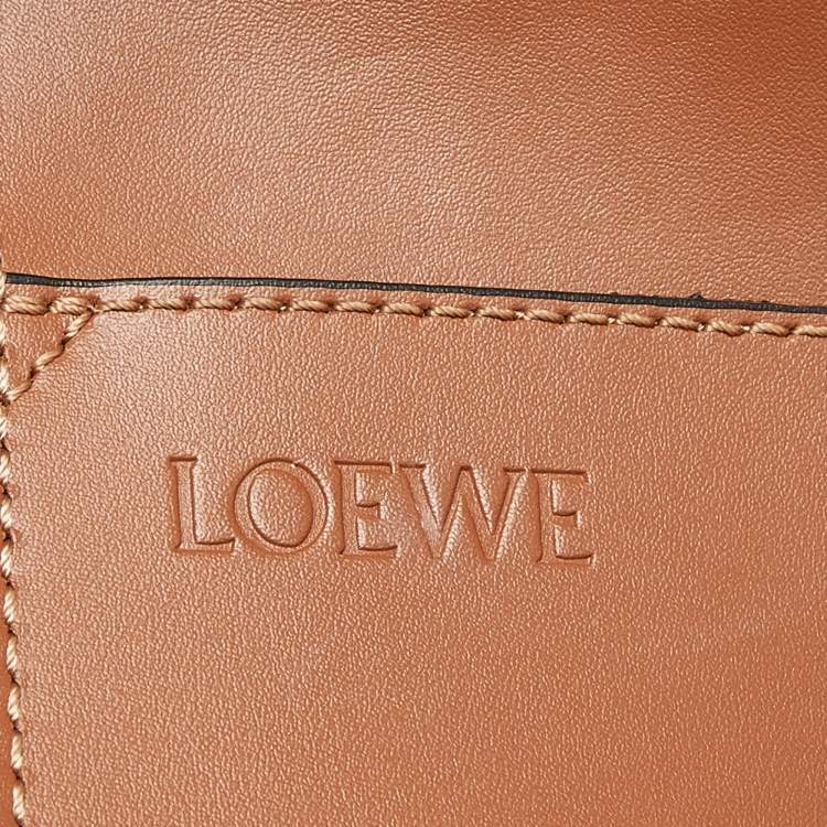 Pre Owned Loewe Beige/Black Woven Raffia Large Font Tote