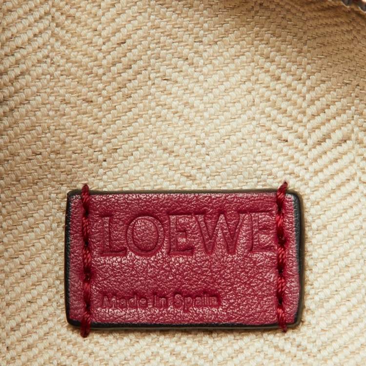 Pre Owned Loewe Crimson Red Leather Mini Puzzle Shoulder Bag