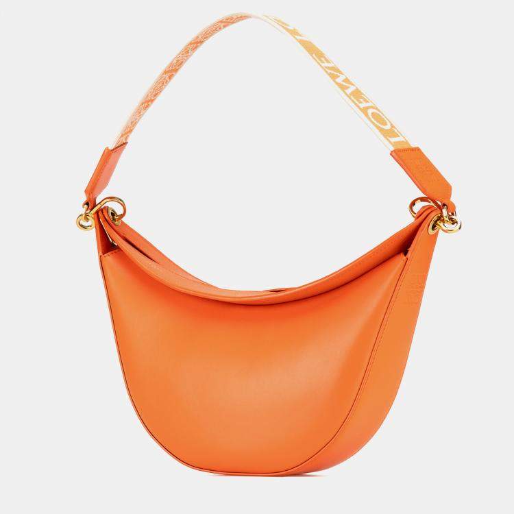 Pre Owned Loewe Orange Small Leather Luna Hobo
