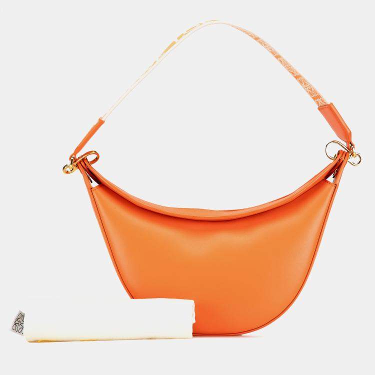 Pre Owned Loewe Orange Small Leather Luna Hobo