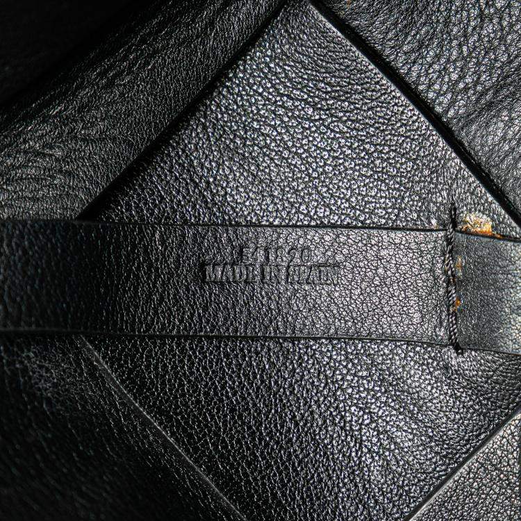 Pre Owned Loewe Black Small Woven Calfskin Buckle Surplus Basket Bag