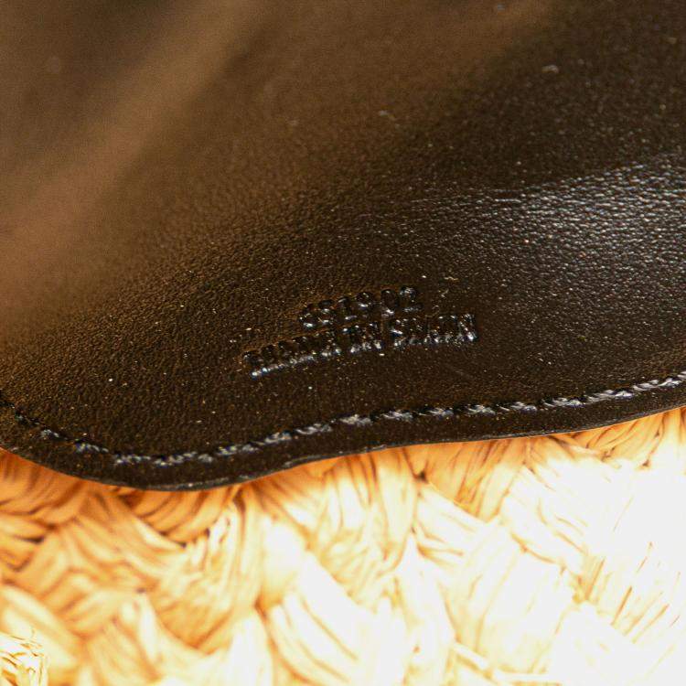Pre Owned Loewe Beige Black Small Raffia and Leather Gate Top Handle Bag