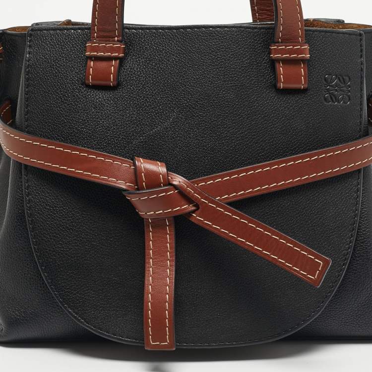 Pre Owned Loewe Black/Brown Leather Small Gate Tote