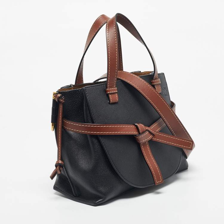 Pre Owned Loewe Black/Brown Leather Small Gate Tote
