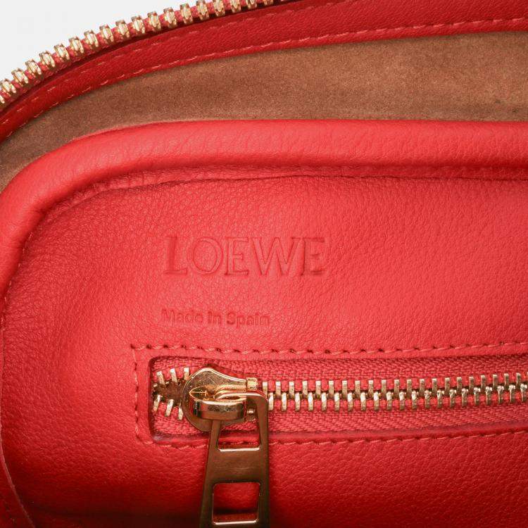 Pre Owned Loewe Red Anagram Embossed Leather Amazona 75 Bag