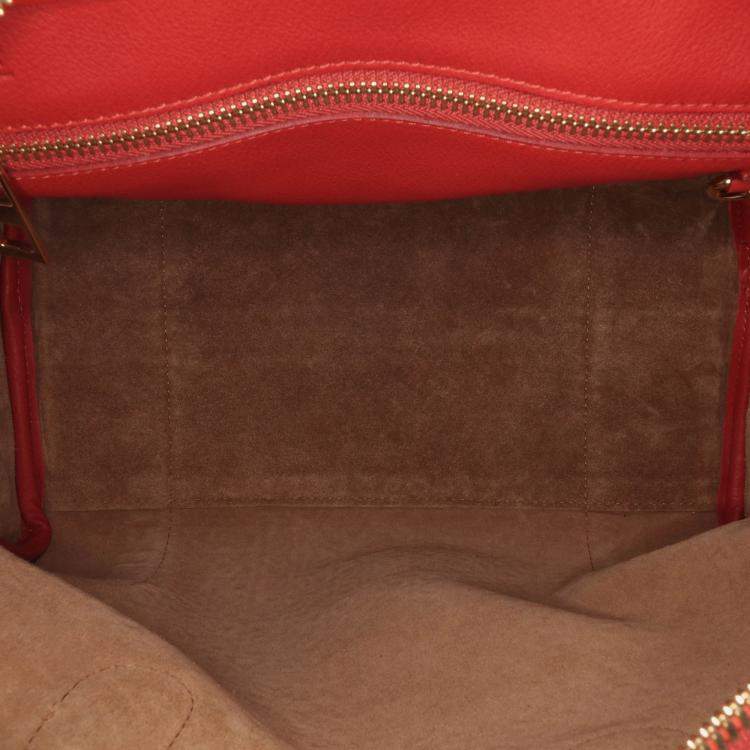 Pre Owned Loewe Red Anagram Embossed Leather Amazona 75 Bag
