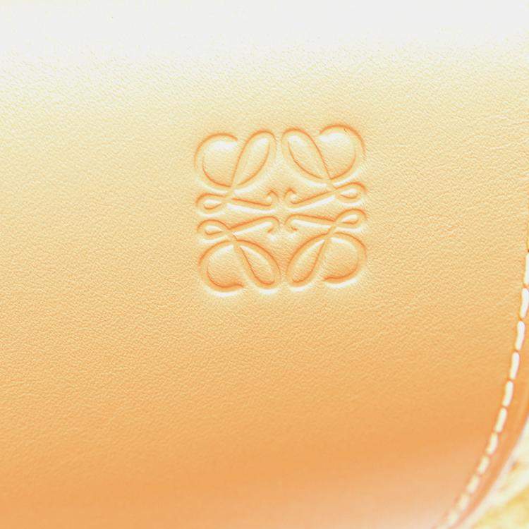 Pre Owned Loewe Beige/Orange Medium Raffia Gate Crossbody