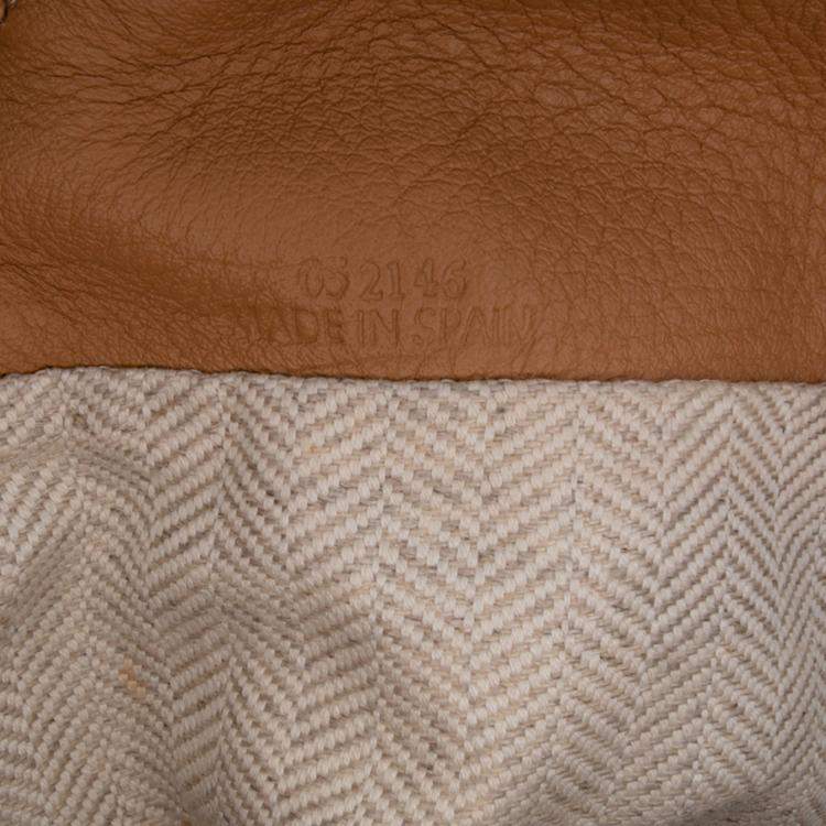 Pre Owned Loewe Brown Red Anagram Canvas Flamenco Knot Clutch