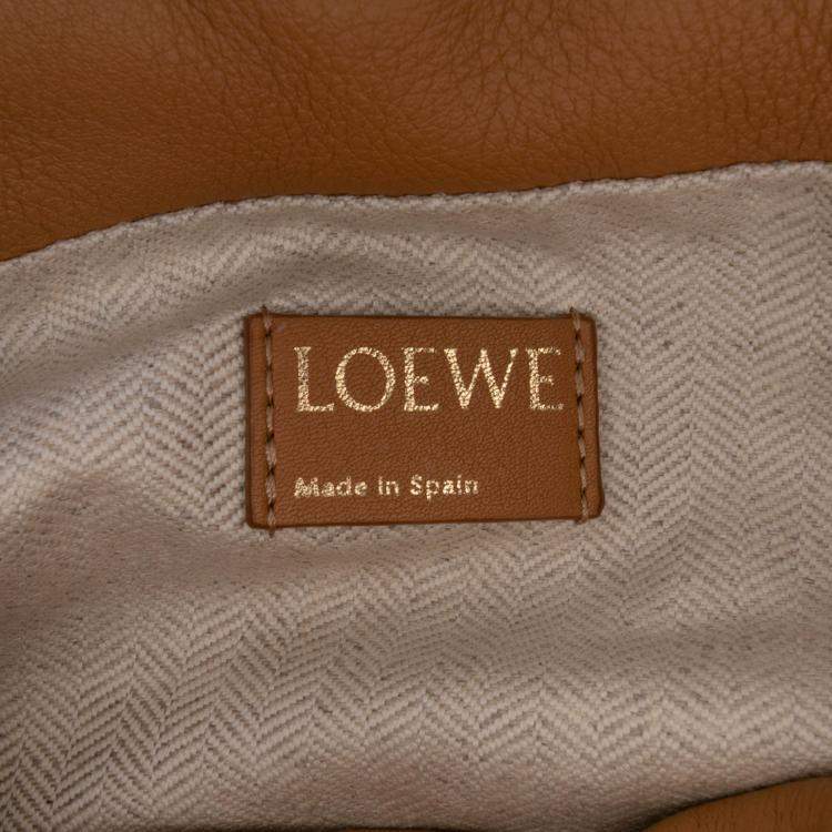 Pre Owned Loewe Brown Red Anagram Canvas Flamenco Knot Clutch