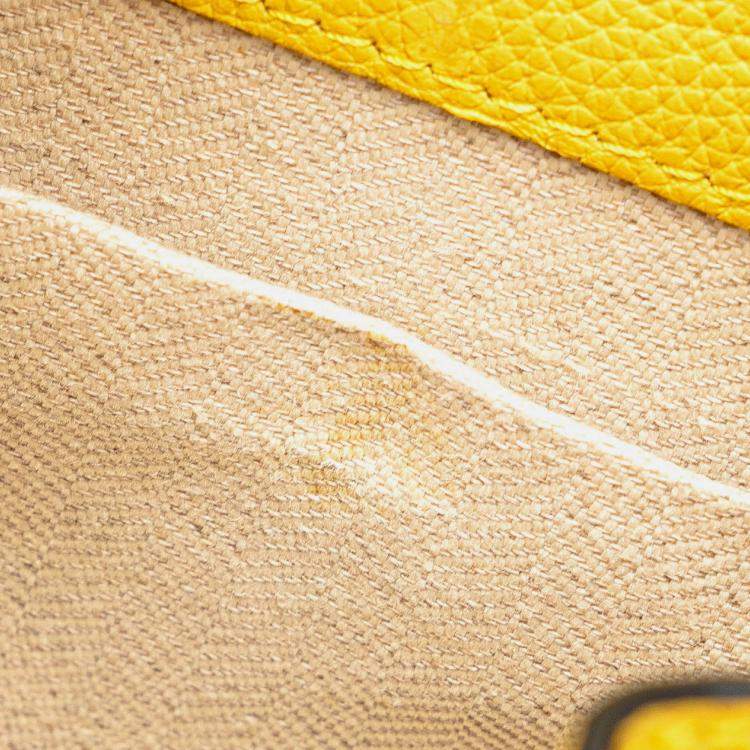 Pre Owned Loewe Yellow Mini Grained Calfskin Drawstring Hammock Bag