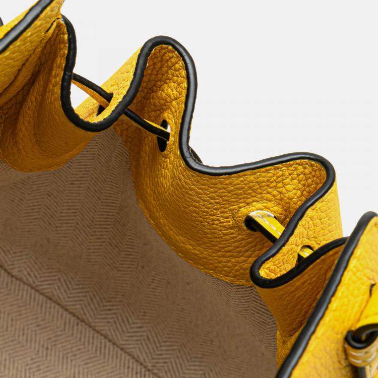 Pre Owned Loewe Yellow Mini Grained Calfskin Drawstring Hammock Bag