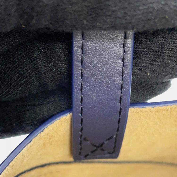 Pre Owned Loewe Puzzle Fold Mini Abyss Blue Shiny Calf Leather Tote Bag