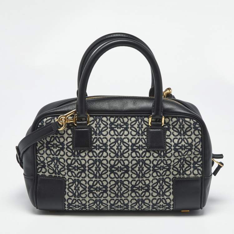Pre Owned Loewe Black Jacquard Canvas and Leather Amazona 23 Bag