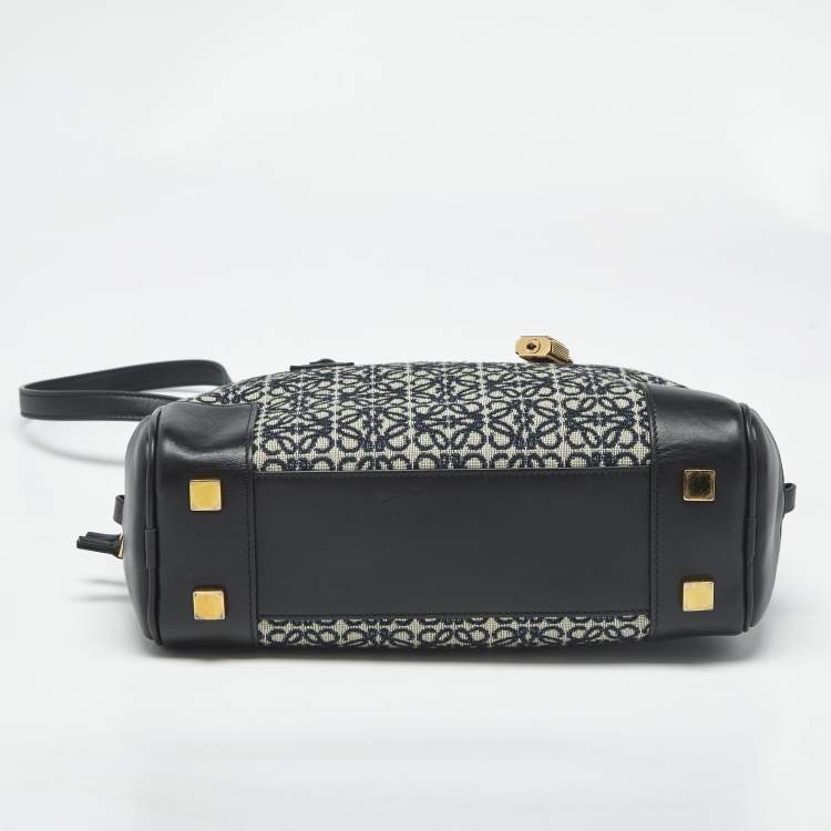 Pre Owned Loewe Black Jacquard Canvas and Leather Amazona 23 Bag