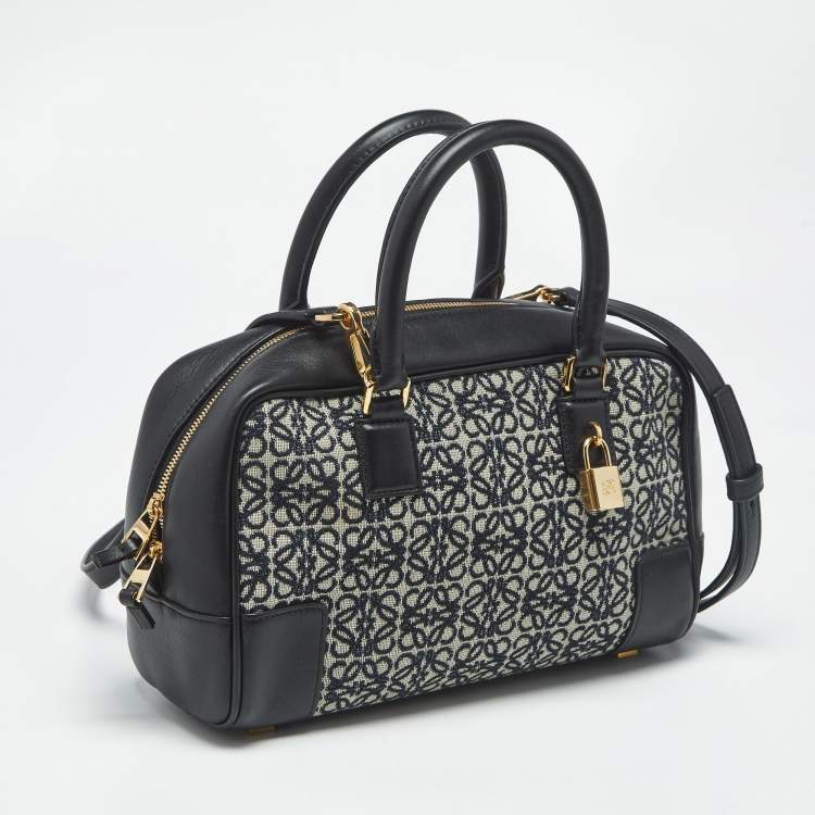 Pre Owned Loewe Black Jacquard Canvas and Leather Amazona 23 Bag
