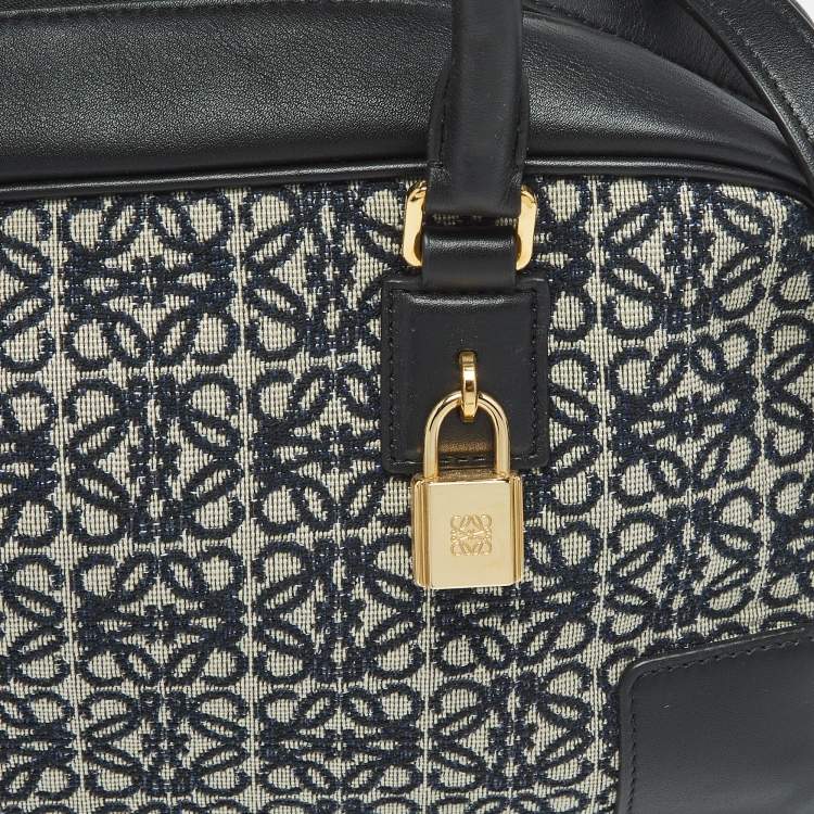 Pre Owned Loewe Black Jacquard Canvas and Leather Amazona 23 Bag