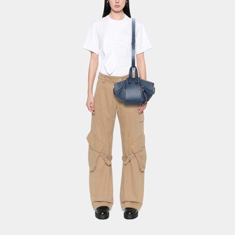 Pre Owned Loewe Blue Small Leather Hammock Satchel