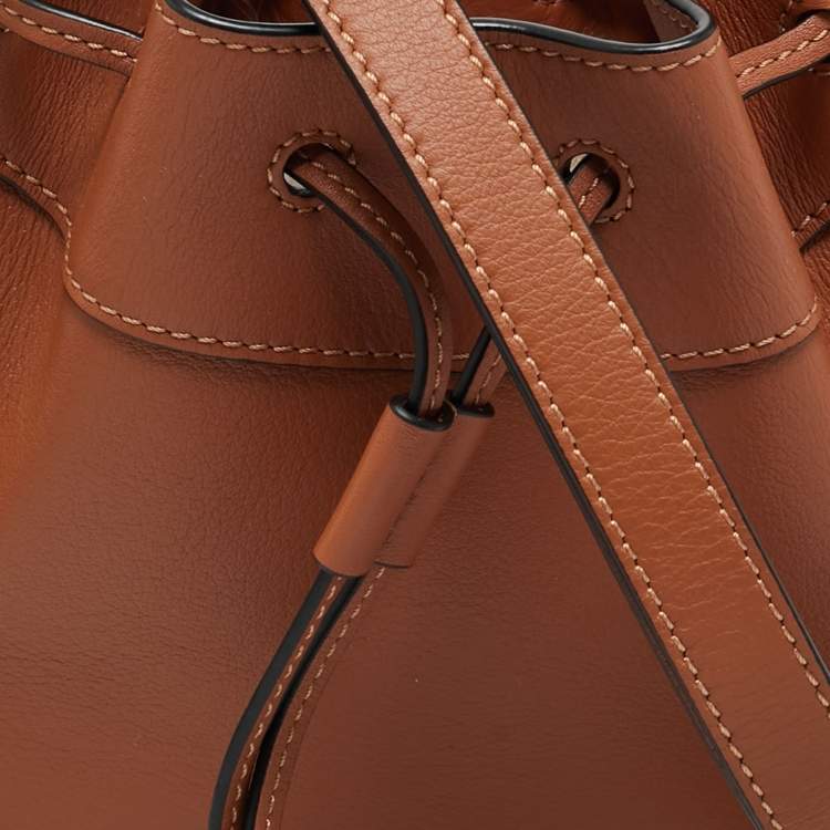 Pre Owned Loewe Brown Leather Mini Hammock Drawstring Bag