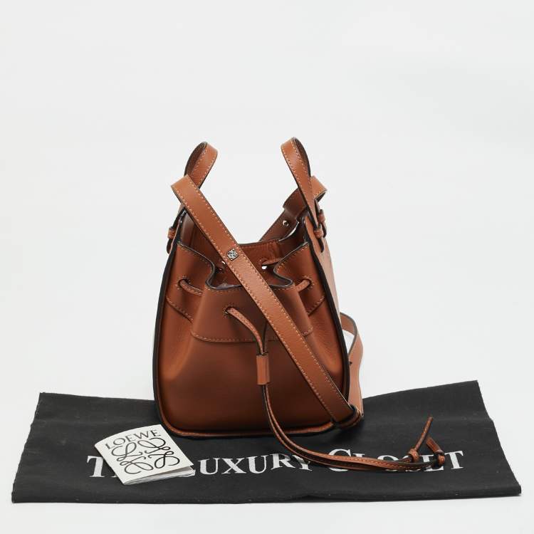 Pre Owned Loewe Brown Leather Mini Hammock Drawstring Bag