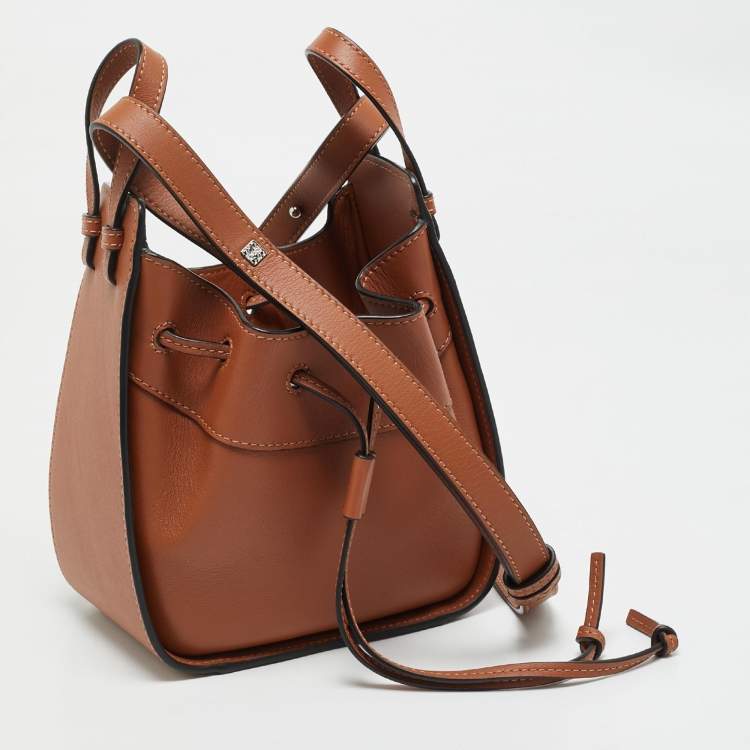 Pre Owned Loewe Brown Leather Mini Hammock Drawstring Bag