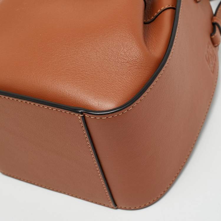 Pre Owned Loewe Brown Leather Mini Hammock Drawstring Bag