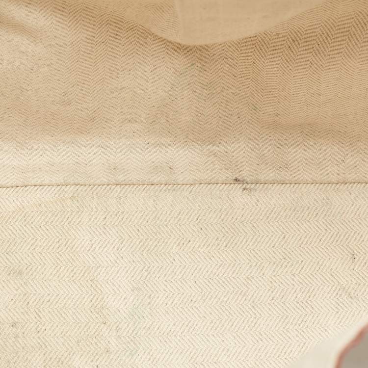 Pre Owned Loewe White/Ecru Leather and Anagram Canvas Small Hammock Bag