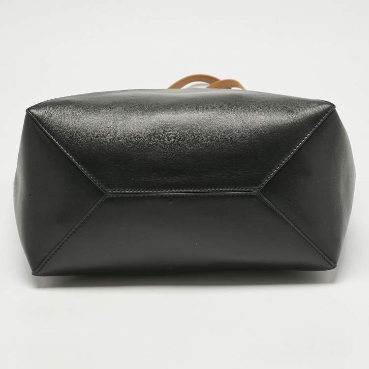 Pre Owned Loewe Black/Brown Leather Medium Puzzle Fold Tote