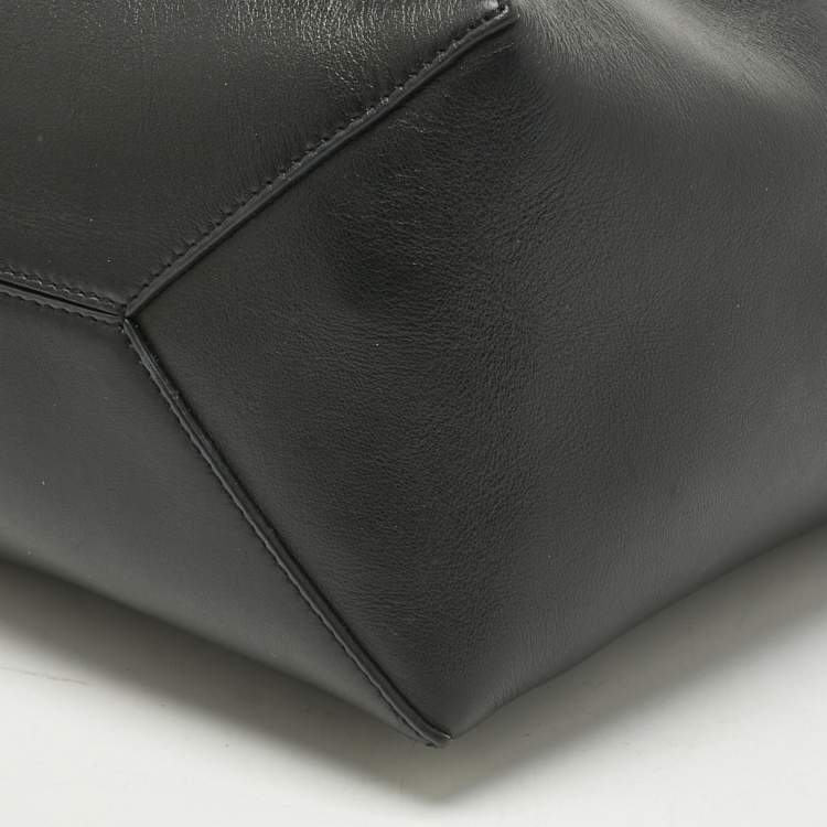 Pre Owned Loewe Black/Brown Leather Medium Puzzle Fold Tote