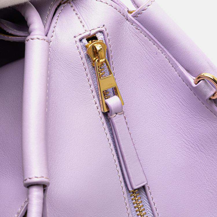 Pre Owned Loewe Purple Small Shiny Calfskin Paseo Satchel
