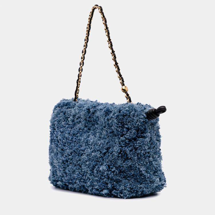 Pre Owned Loewe Blue Medium Denim Flamenco Purse
