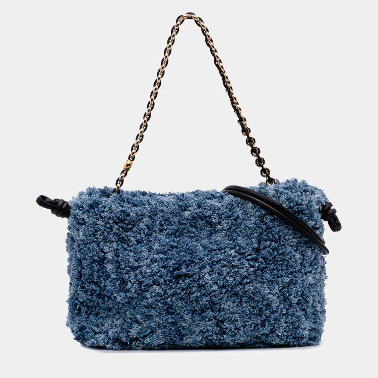 Pre Owned Loewe Blue Medium Denim Flamenco Purse