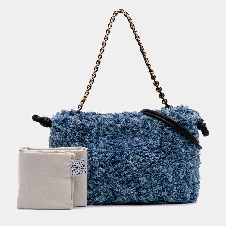 Pre Owned Loewe Blue Medium Denim Flamenco Purse