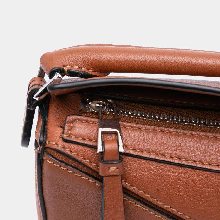 Pre Owned Loewe Brown Nano Calfskin Puzzle Satchel