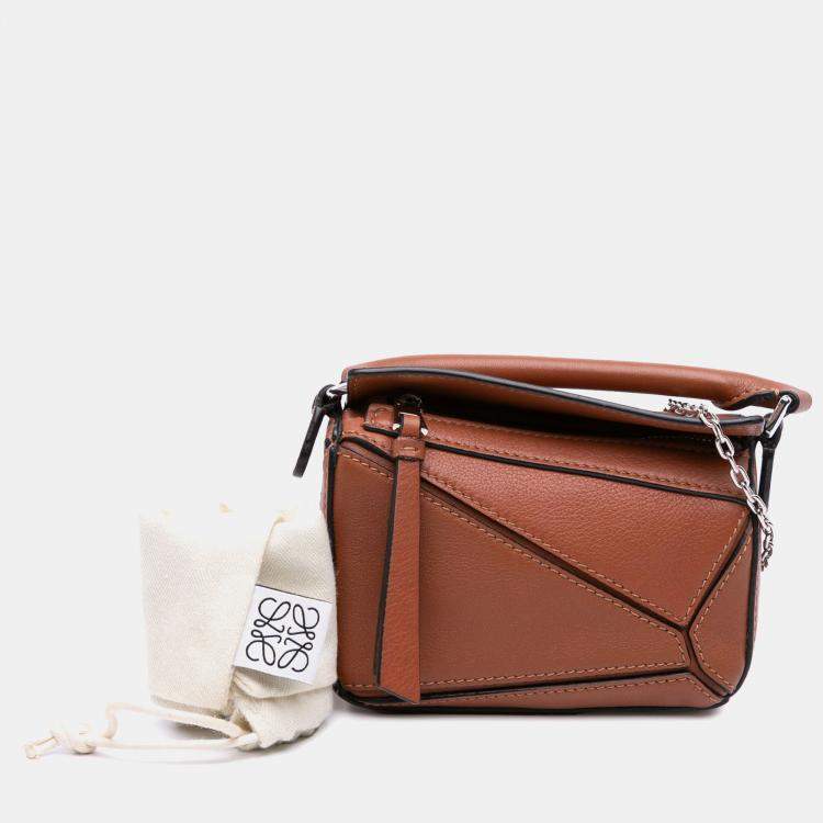 Pre Owned Loewe Brown Nano Calfskin Puzzle Satchel