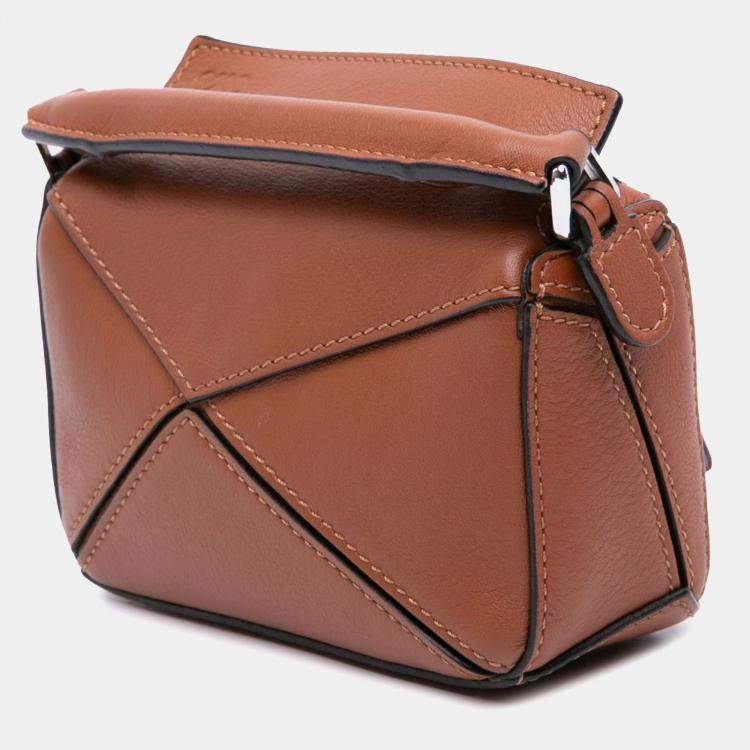 Pre Owned Loewe Brown Nano Calfskin Puzzle Satchel