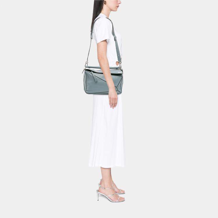 Pre Owned Loewe Blue Medium Calfskin Puzzle Satchel