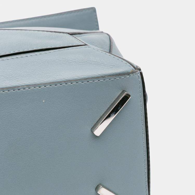 Pre Owned Loewe Blue Medium Calfskin Puzzle Satchel